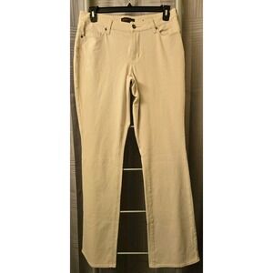 Coldwater‎ Creek Jeans Womens 10L Cream Straight Leg Five Pocket Denim Pants